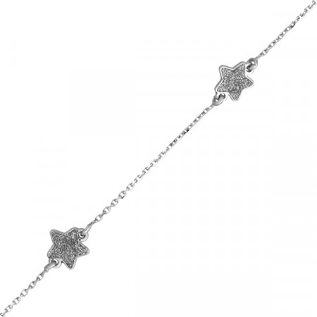 Bracelet ETOILES Paillettes Or blanc 375°°° - 16cm