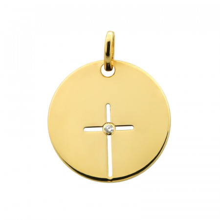 Médaille CROIX AJOUREE DIAMANT Or 375°°°