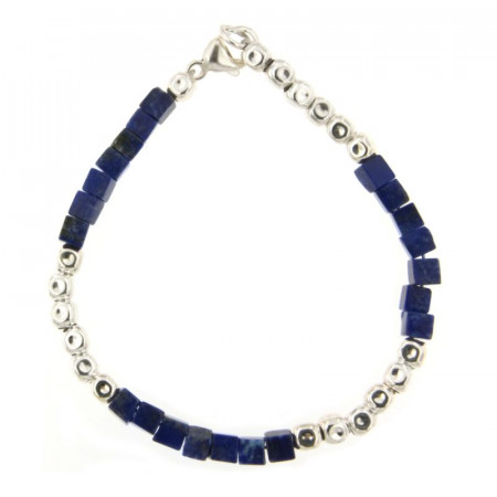 Bracelet Argent MASSAÏ Lapis Lazuli - L: 19cm - l:4mm 