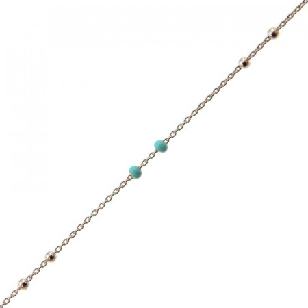 Bracelet Argent CH-Mini Boules 1/1 - Email Turquoise 16+2cm