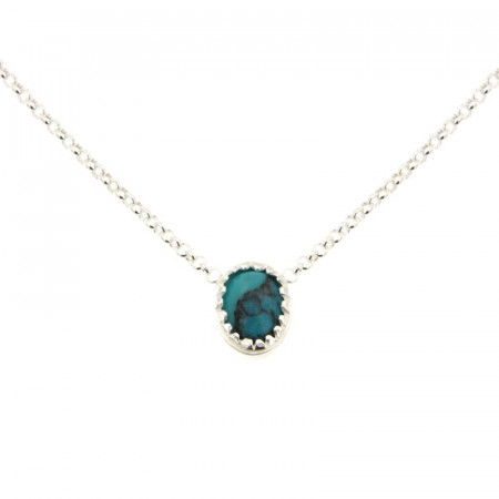 Collier Argent KHEOPS 8/6 turquoise 40cm