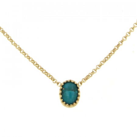 Collier Plaqué Or KHEOPS 8/6 turquoise 40cm