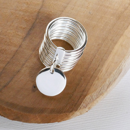 Bague Argent EPURE 15mm 7 ANNEAUX           