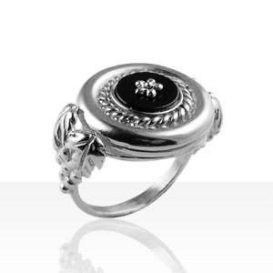 Bague Argent ONYX ROND GM/GRAPPE                  
