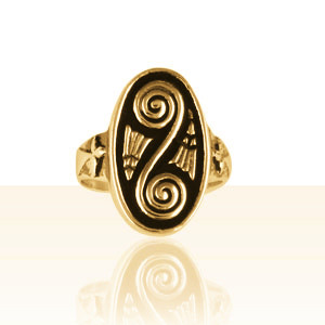 Bague Plaqué Or OVALE SPIRALE+HERMINE           