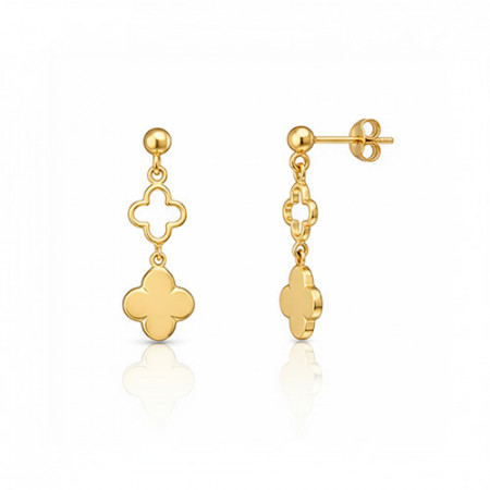 Boucles d'oreilles plaqué or Galea trèfle ajouré et plein