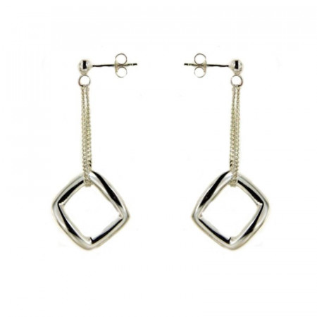 Boucles d'oreilles Carré Pendant Argent NEO DIA 