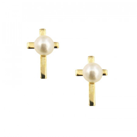Boucles d'oreilles CROIX & PERLE Or 375 °°° - Vis