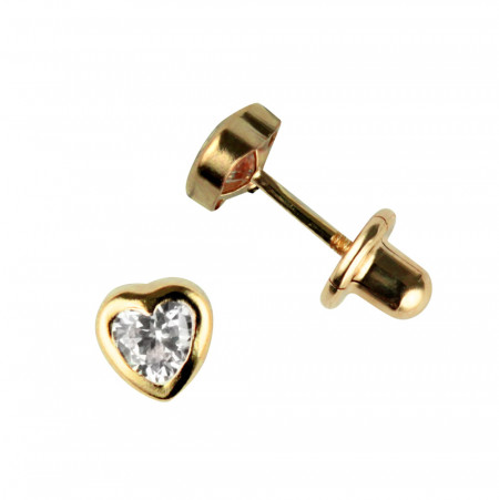 Boucles d'oreilles Or 375°°° COEUR Oxyde clos - VIS SECURITE