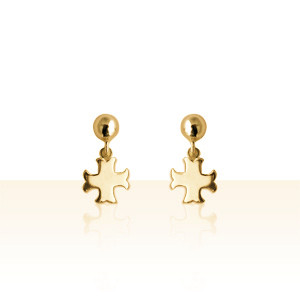 Boucles d'oreilles Plaqué Or BOULE/CROIX CATHARE PM           