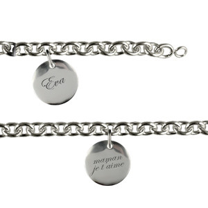 Bracelet Argent 3 Médailles 15MM à graver