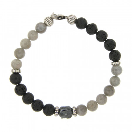 Bracelet Argent ANTIKA D8 Bouddha - Labradorite 22cm