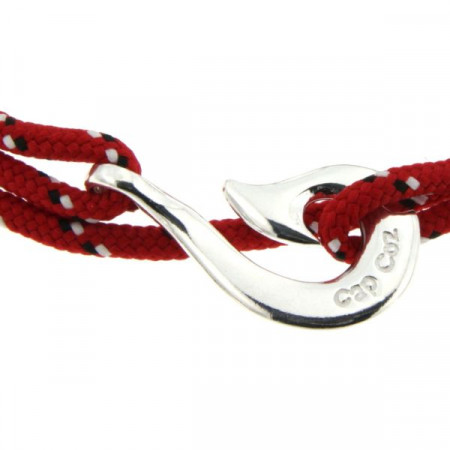 Bracelet Argent Hameçon CAP COZ  Maori double - Rouge