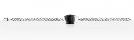 Bracelet Argent ID JASER PM DOUBLE/PLAQUE OV MM   
