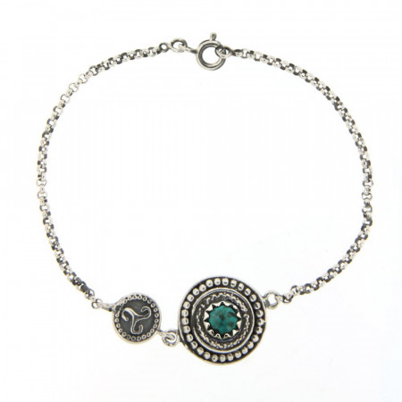 Bracelet Argent KELT Duo Perlée CAB/06 Turquoise T. 