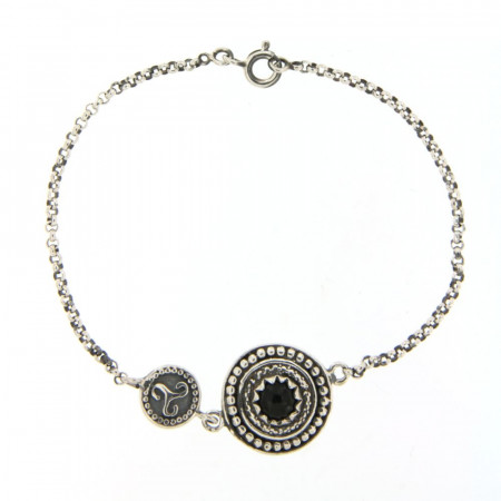 Bracelet Argent KELT Duo Perlée CAB/06 Onyx 