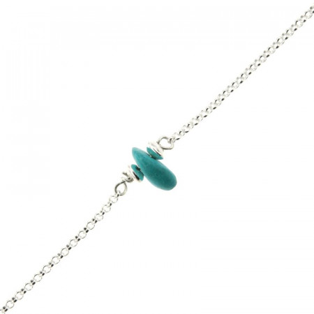 Bracelet Argent MASSAÏ/2  1 Chips Turquoise 16+2.5cm