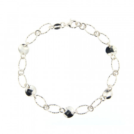 **Bracelet Argent mini pastilles ovales martelées L: 18.5cm - l: 7mm