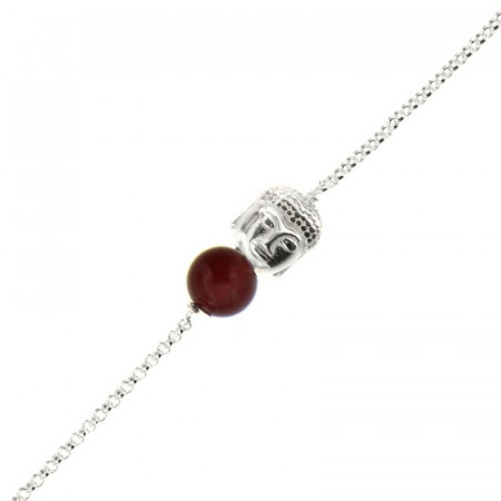 Bracelet Bouddha/Oeil de tigre taureau - Argent CHAKRA N°1 -18+2cm