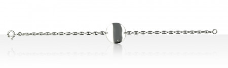 Bracelet "ECLAT" Argent 1 Diamant BB PLAQUE ROND