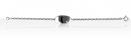 Bracelet "ECLAT" Argent 1 Diamant BB PLAQUE OVAL