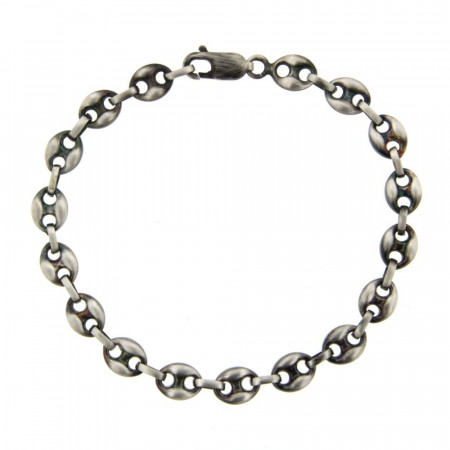 Bracelet grain de café Argent patiné 7mm
