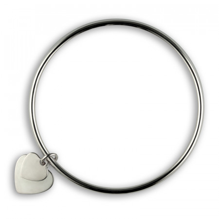 Bracelet JONC Argent massif  COEUR DOUBLE à personnaliser