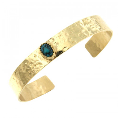 Bracelet Plaqué Or 8/6 KHEOPS JONC10 Martelé 8/6 Turquoise