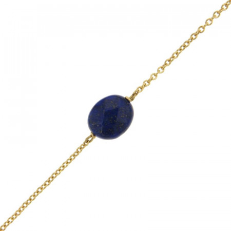 Bracelet Plaqué Or GALEA OVALE FACETTE - Lapis - L: 16+ 3cm