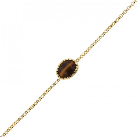 Bracelet Plaqué Or KHEOPS 8/6 Oeil de tigre 17+2cm