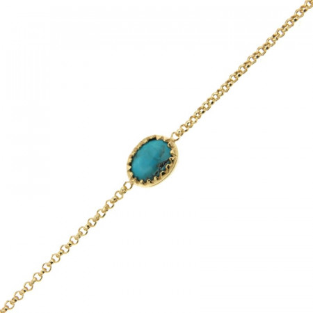 Bracelet Plaqué Or KHEOPS 8/6 Turquoise 17+2cm