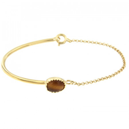 Bracelet Plaqué Or KHEOPS Semi-articulé FR20/Jas - Oeil de tigre 8/6