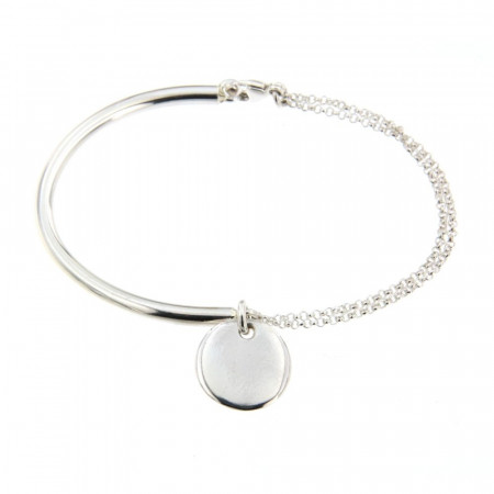 Bracelet semi-rigide medaille 15mm Argent Massif