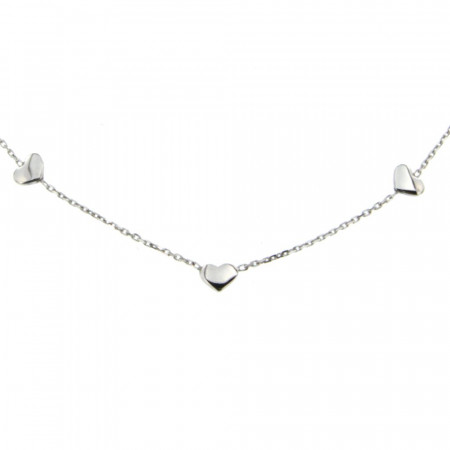 Collier Argent fins 5 Coeurs 38+2cm