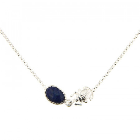 Collier Argent KHEOPS / Scarabée Lapis 40+2,5cm