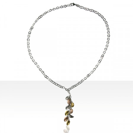 Collier Argent PLUME TRICOLORE