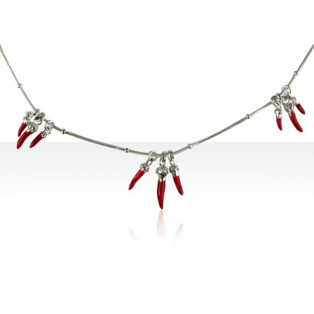 Collier Argent QDR Ble 3X3 PIMENTS LAQUE 1/2/3    