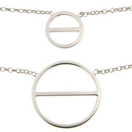 Collier Argent ROND Traverse Double rang 55cm