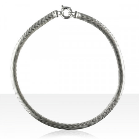 Collier Argent SERPENT PLAT 8mm   45cm          