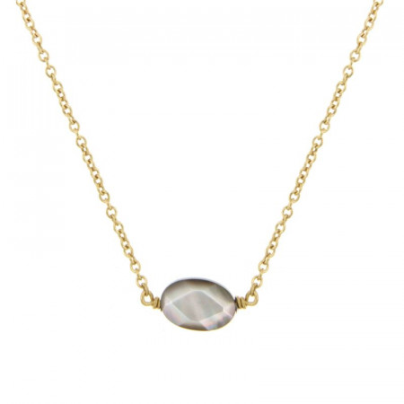 Collier Plaqué Or GALEA OVALE FACETTE - Nacre - L: 38+4cm