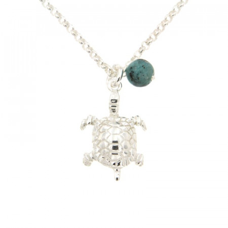 Collier TORTUE Argent et pierre TURQUOISE naturelle