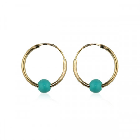 Créoles Or 375°°° MINI PERLE TURQUOISE