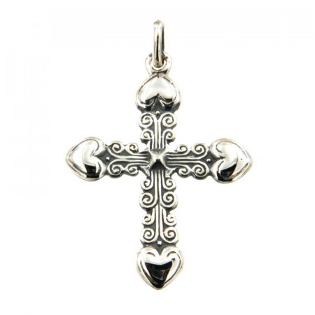Croix Argent 4 COEURS                             
