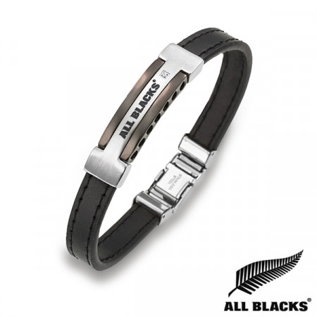 Bracelet Acier CUIR COUTURE CARTOUCHE  ALL BLACKS
