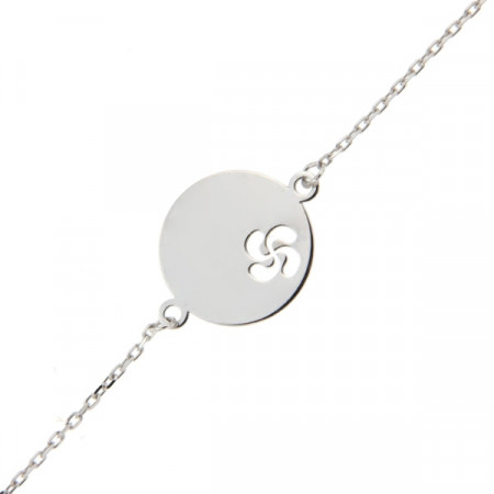 Gourmette bébé médaille croix basque Or blanc 375°°°