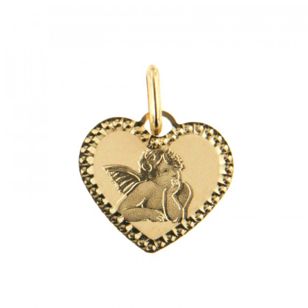 Médaille ANGE Coeur gravée Or 375