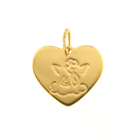 Médaille ANGE Coeur uni gravée Or 375