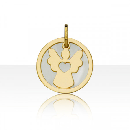 Médaille de bapteme NACRE ANGE COEUR Or 750°°°