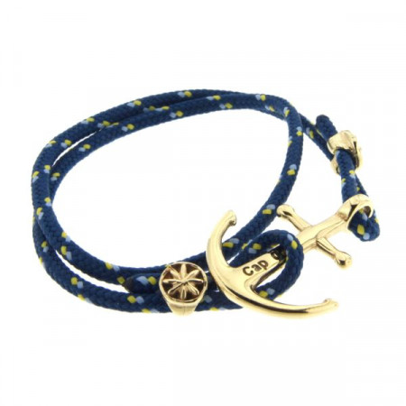 Bracelet Plaqué Or Ancre CAP COZ double- bleu            