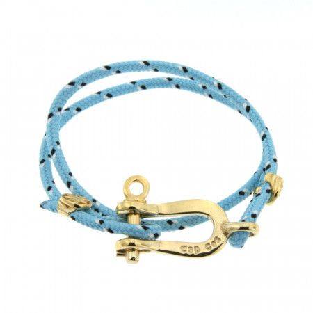 Bracelet Paqué Or Manille CAP COZ double - bleu clair